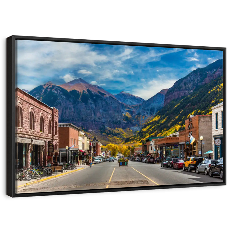 Petite ville de Telluride, 19 po x 13 po, Cadre flottant noir