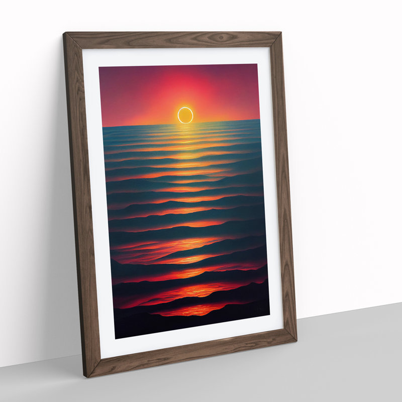 Vivid Ocean Sunset - Framed Print, 64cm H x 46cm W x 2cm D, Walnut Framed