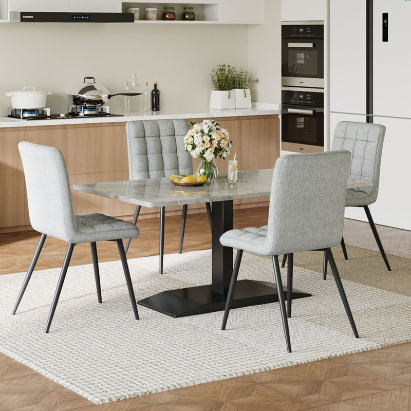 49cm H Upholstered Back Side Chair in Grey