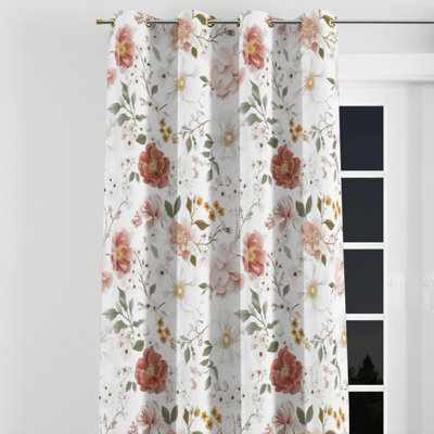 Floral Window curtains - White Baesemann Grommet Curtain - 1 Panel