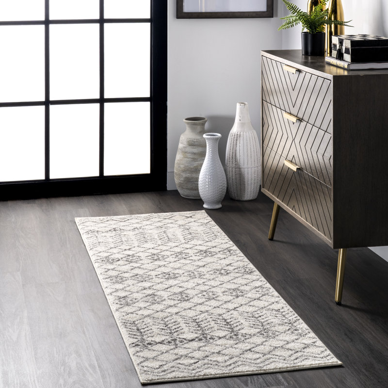 Tapis blanc cassé Vickie Southwestern, Tapis de couloir 2 pi x 6 pi