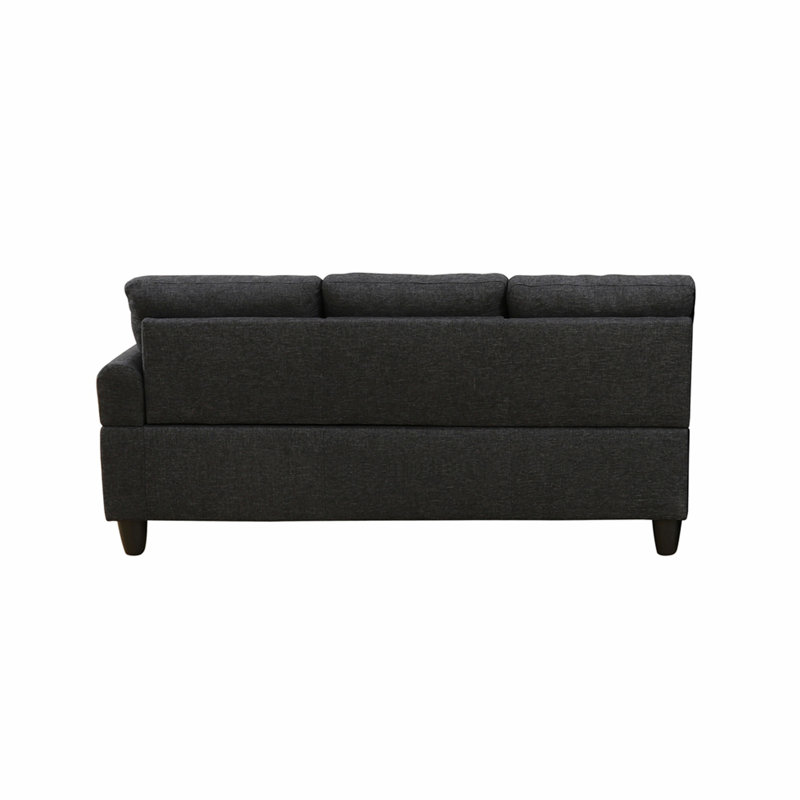 Canapé modulaire en forme de L avec porte-gobelet - Noir - Gauche