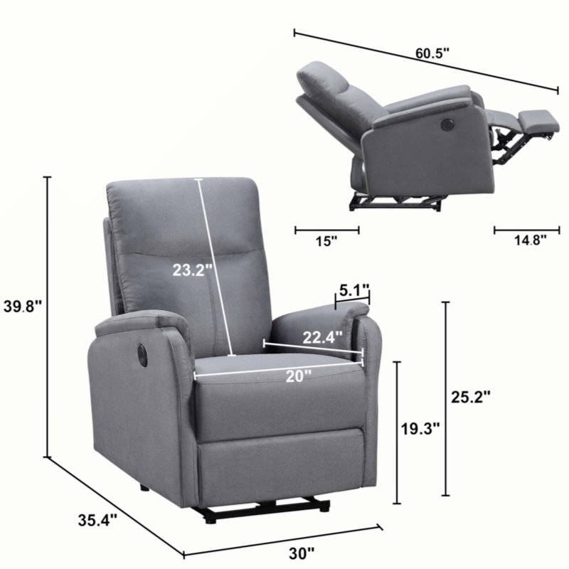 Pavolko Power Power Recliner Chair with One-Touch Easy Control | Plush Upholstered Single Recliner for Living Room & Bedroom - Fast Shipping & In-Stock