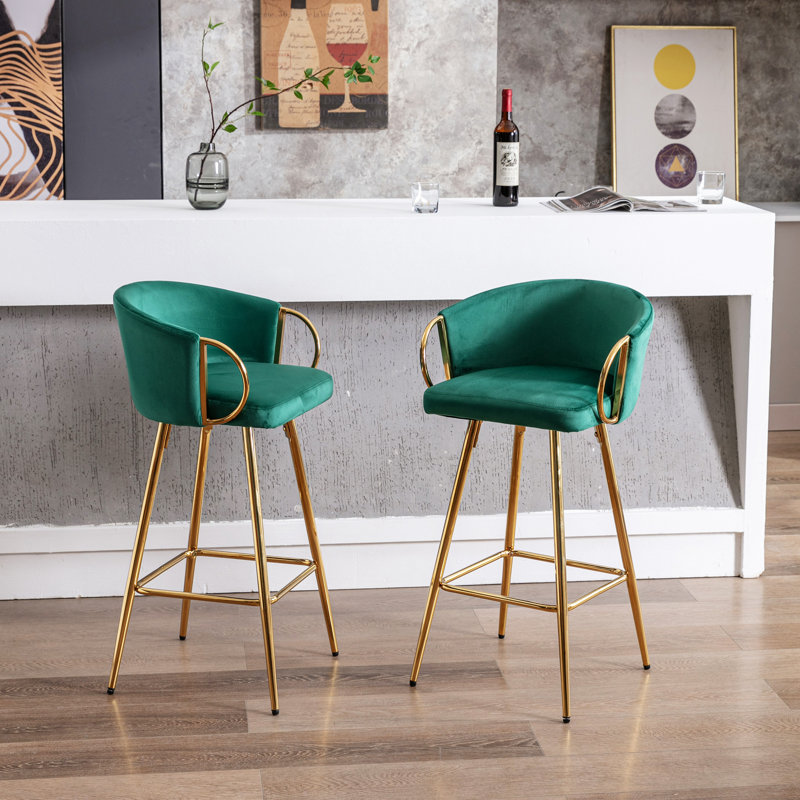 Tabouret de bar et de comptoir Reichen, Vert, Tabouret de comptoir (siège d'une hauteur de 26,7
