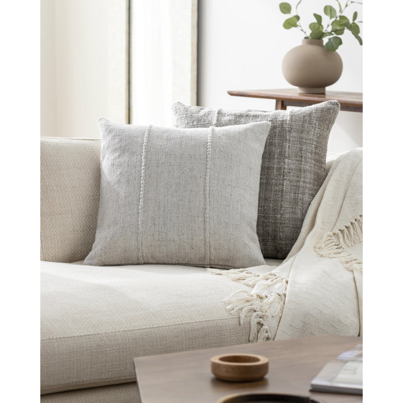 Zeppelin Recycled PET Yarn Reversible Throw Pillow, 18"H x 18"W, Polyester/Polyfill, Light Grey