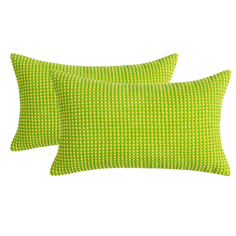Houndstooth Cotton Blend Pillow Cover, Lime Green, Without Inserts