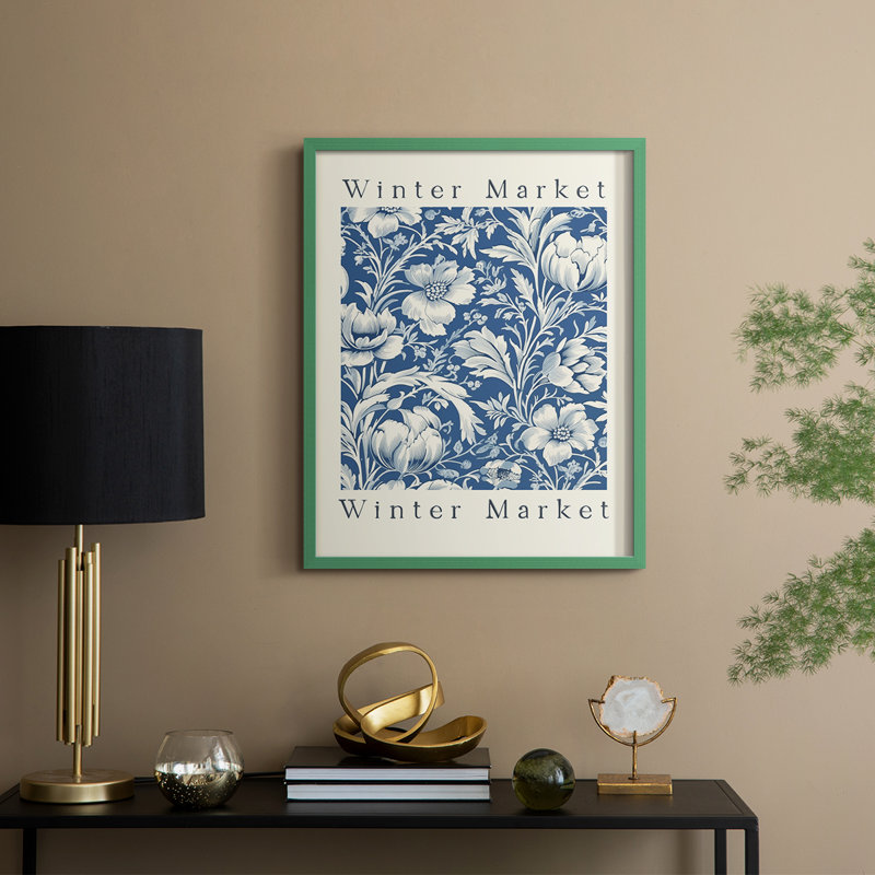 Reproduction florale rétro encadrée XXX, bois massif, H 30 po x l 24 po, Vert