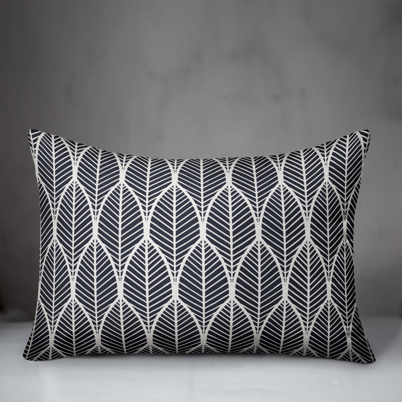 Geometric Outdoor Reversible Throw Pillow, 18"H x 25"W, Navy