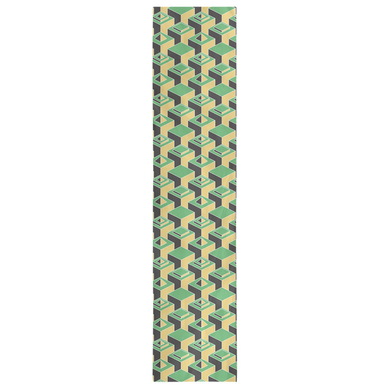 Classic Skyscrapers Table Runner, 16" x 72", Light Green/Yellow