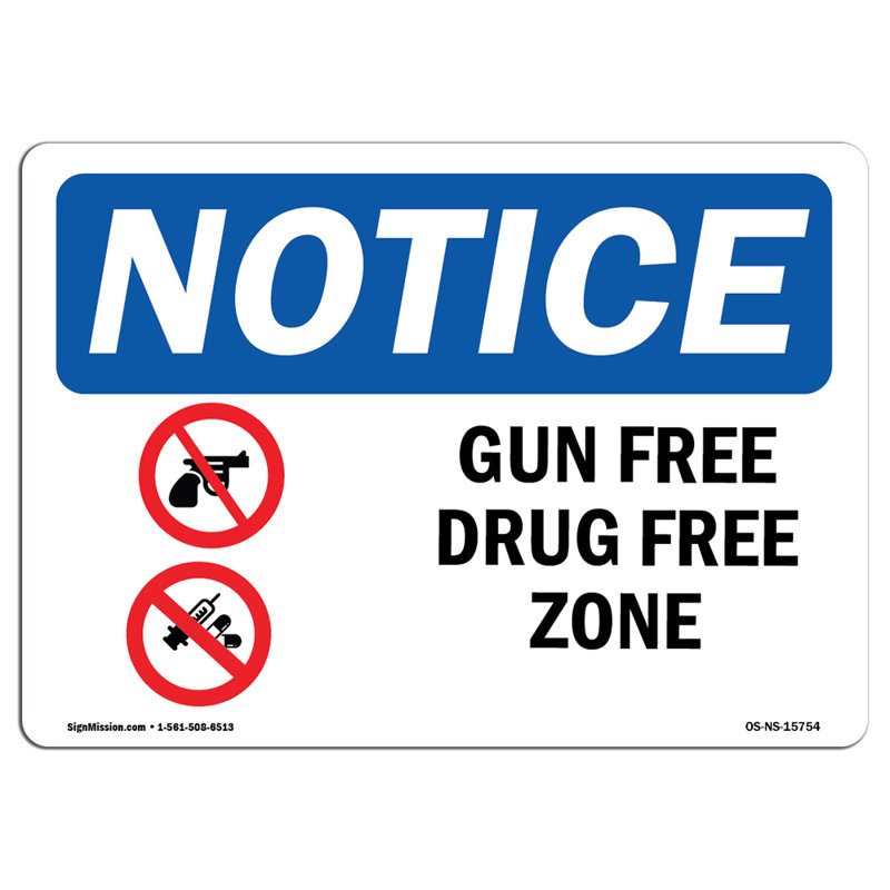 NOTICE Plaque en plastique sans arme 10 po x 7 po