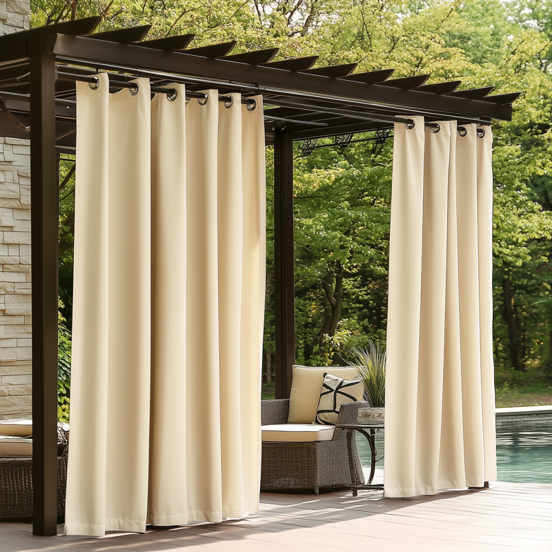 Waterproof Blackout Outdoor Curtains for Patio & Pergola – Premium Privacy & Weatherproof  - 1 Panel, 54" W x 108" L, Beige