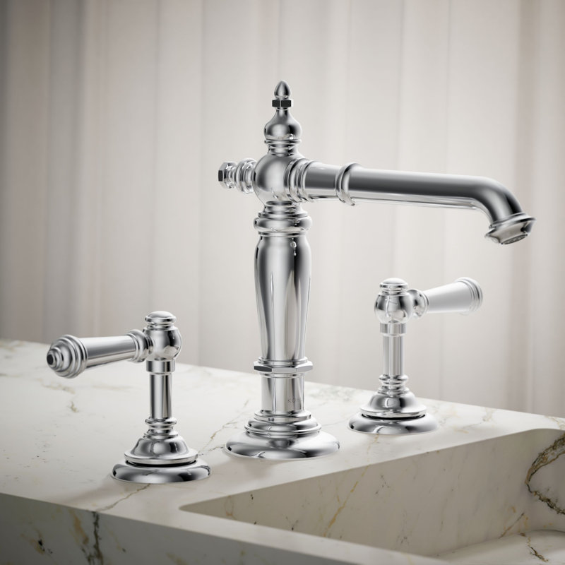 Artifacts® Widespread Bathroom Faucet with Drain Assembly, Polished Chrome