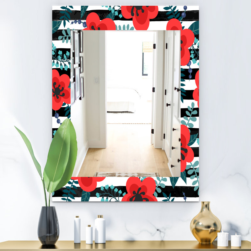 Miroir de salle de bain/meuble-lavabo traditionnel à plantes classiques 1, H 24 po x l 32 po