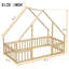 Lit simple en bois en forme de maison avec clôture, garde-corps, naturel-1197074730