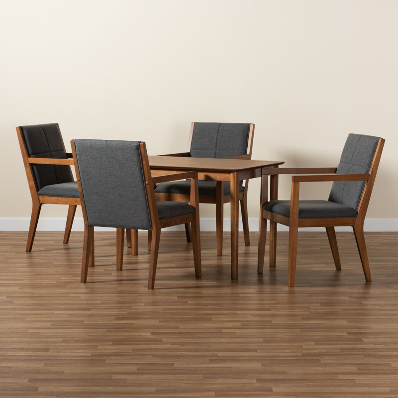 Ensemble de salle à manger 5 pièces Jacksonville Mid-Century, Gris foncé