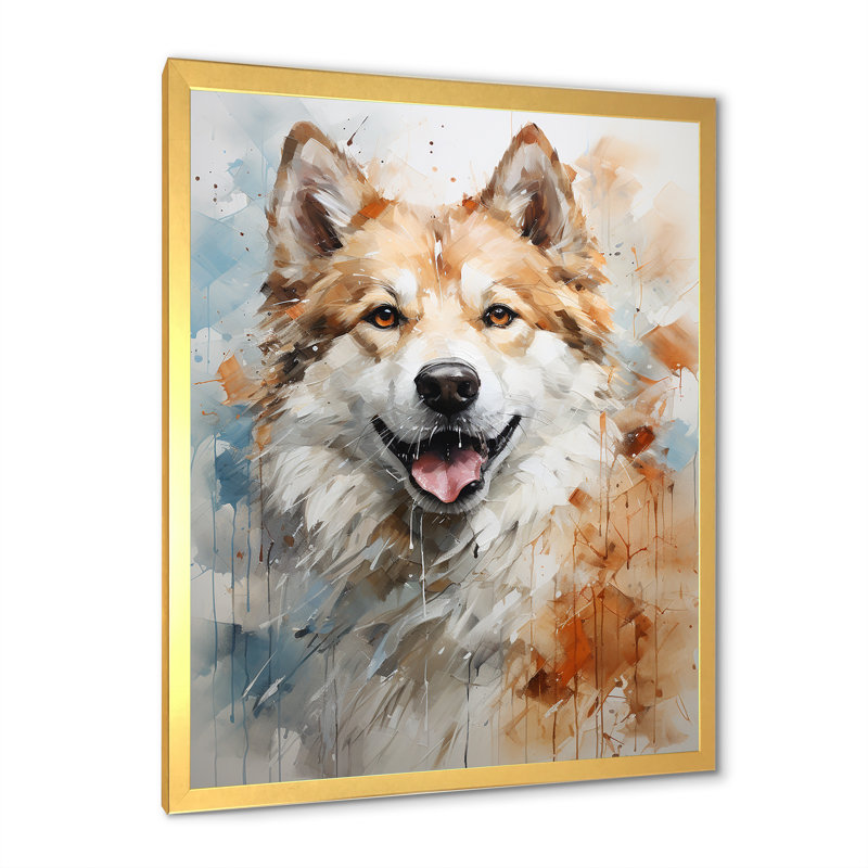 Dog Akita Affection sur toile, H 20 po x l 12 po x P 1 po, Cadre doré simple