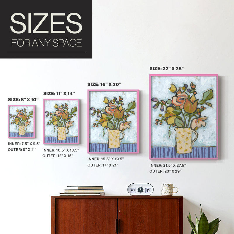 Candy Color Bouquet I Framed Print - Solid Wood, 15" H x 12" W, Pink