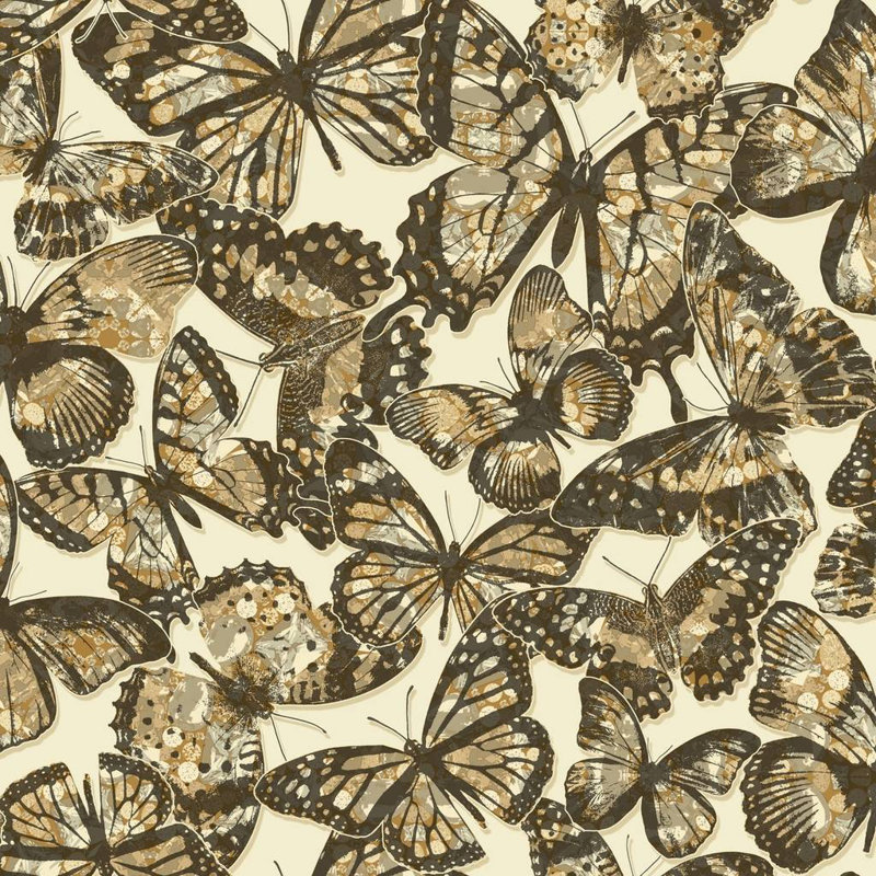 Rouleau de papier peint faune 33 pi x 20,5 po Allani Jewelli Monarch, Crème / noir / taupe