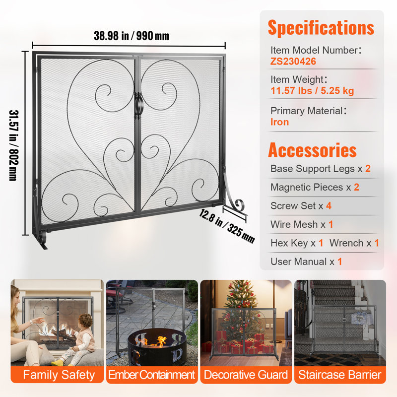 Nadab 1 Panel Iron Fireplace Screen