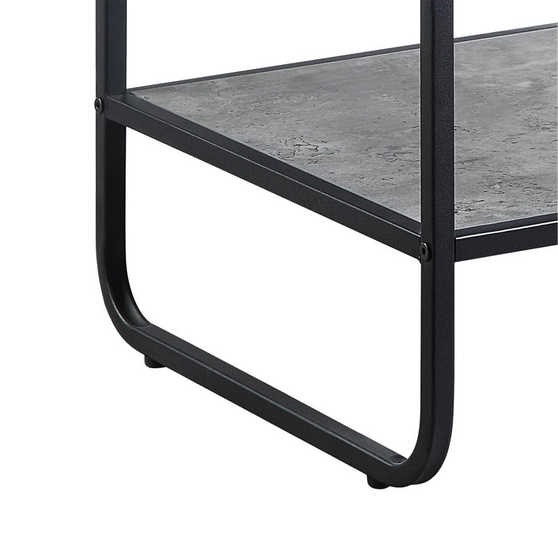 Table de bout en métal avec tablette inférieure, gris béton et noir