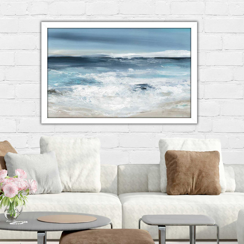 Long Beach par - Peinture, Cadre blanc, H 21,5 po x l 27,5 po x P 0,75 po