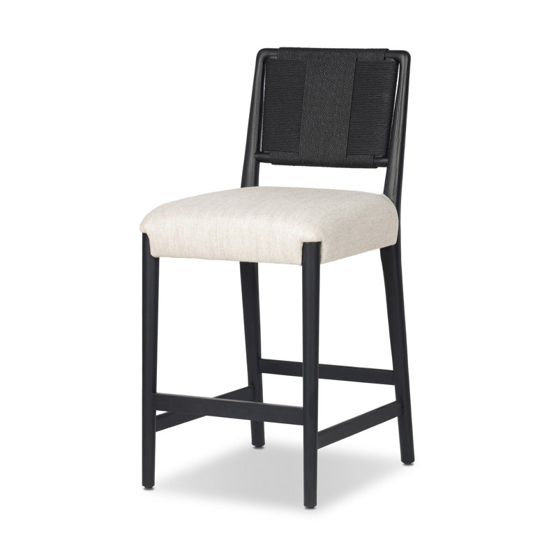 Rothler Stool-Alcala Wheat-Counter, Counter Stool (27” Seat Height), Essence Natural/Rayon/Viscose, Black Brushed Ash