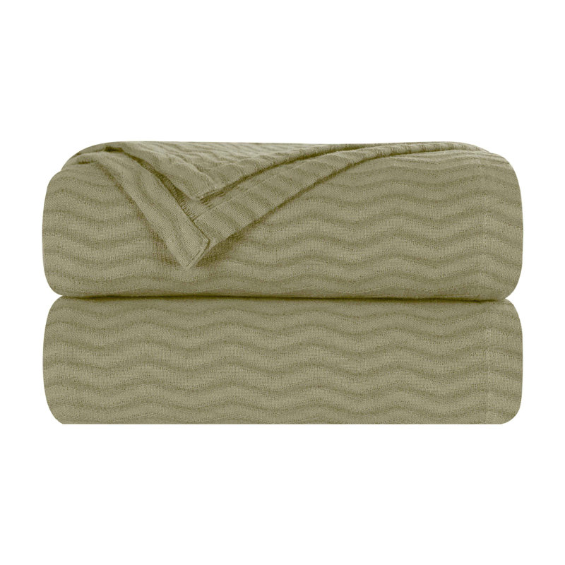 Jeté 100% coton Blue Nile Mills - tissage chevron Dobby - Accent léger toutes saisons, Lit simple, Sauge
