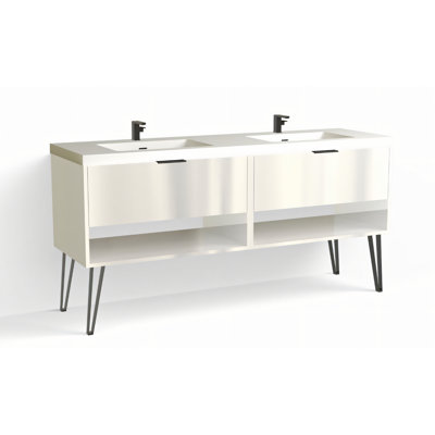Modo 72" W Freestanding Double Bathroom Vanity with Dawson Leg
