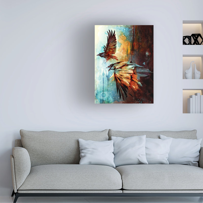 Barrett Biggers Passing Crows Canvas Art, 14" H x 19" W