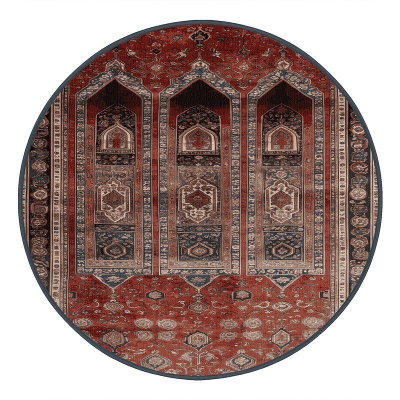 Tapis brun lavable à la machine, Rond 8 pi