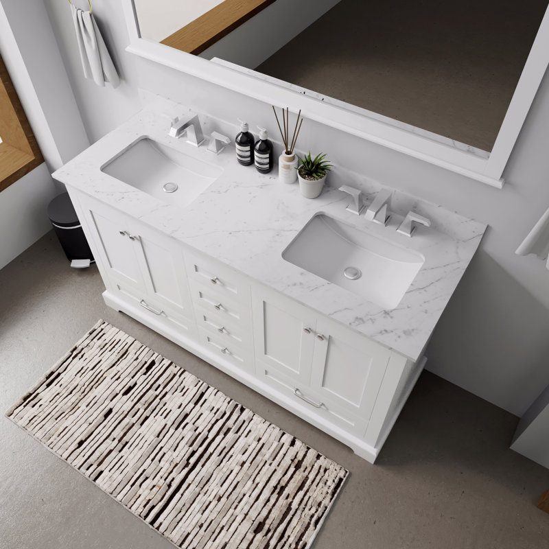 Meuble-lavabo double 60 po X P 22 po D, Blanc