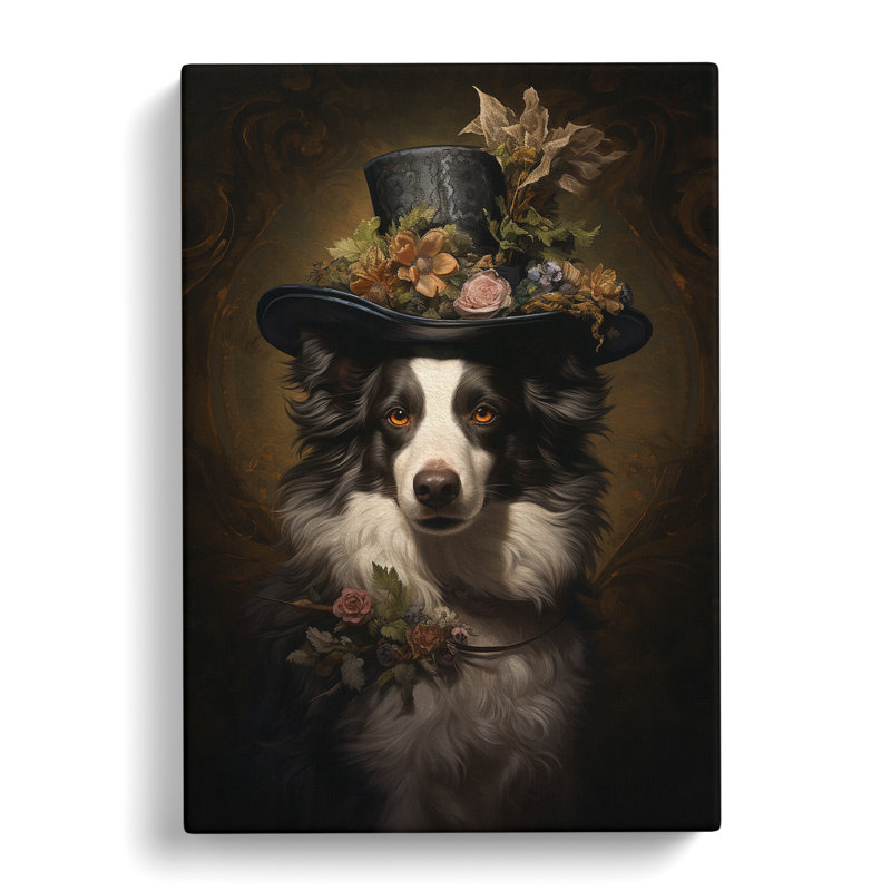 Border Collie Baroque Art - Print, 76cm H x 50cm W x 3cm D