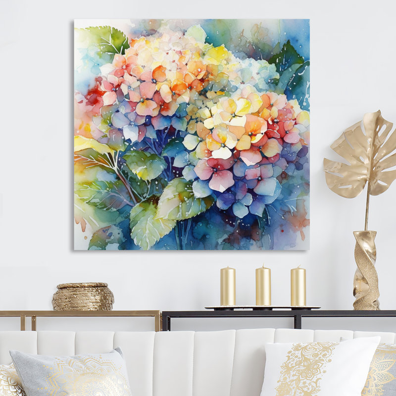 Blue Green Hydreangea - Hydrangea Wall Art, 16" H x 16" W x 1" D, Wrapped Canvas