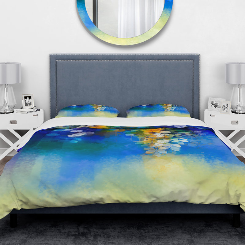 Ensemble de housse de couette en microfibre bleu, Housse de couette très grand + 2 taies décoratives