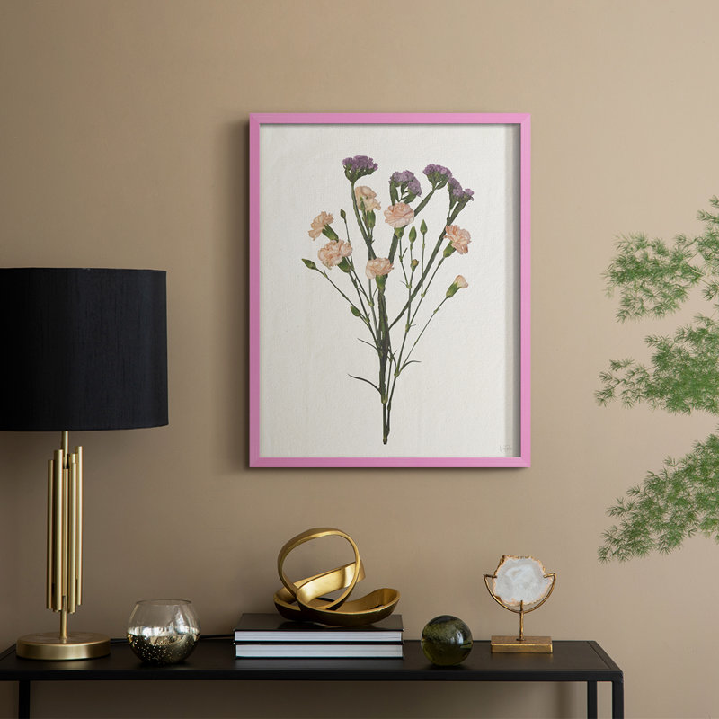 «Organic Floral III», reproduction encadrée - bois massif, H 15 po x l 12 po, Rose