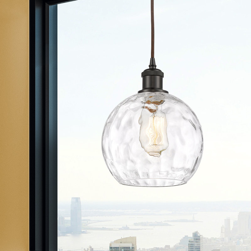 Luminaire suspendu sphère 1 lumière Roxane, Ampoule non incluse, H 10 po x l 8 po x P 8 po, Bronze huilé