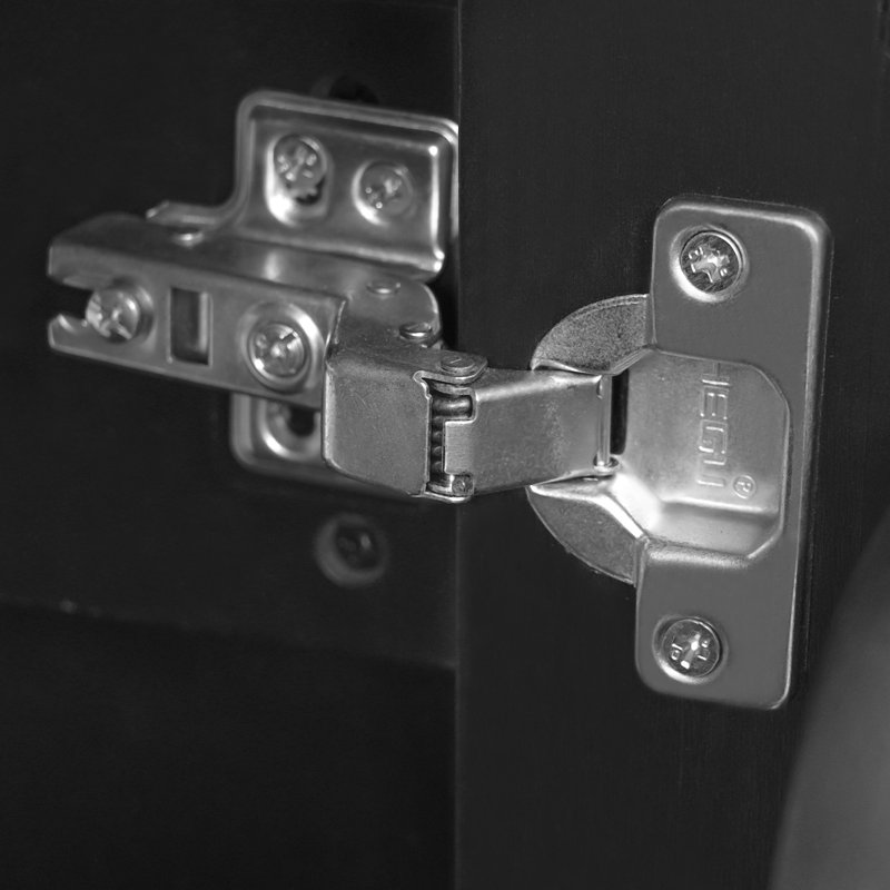 Meuble-lavabo noir autoportant de 20 po avec lavabo en céramique, étagère réglable en forme de U et double tablette sur la porte, portes à fermeture en douceur pour les tablettes de rangement de la porte d'installation, permettant d'économiser de l'espace