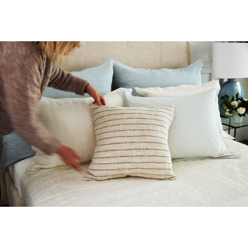 Jojo Pillow Cover & Insert, Square 20" H x 20" W, Ivory/Charcoal Striped