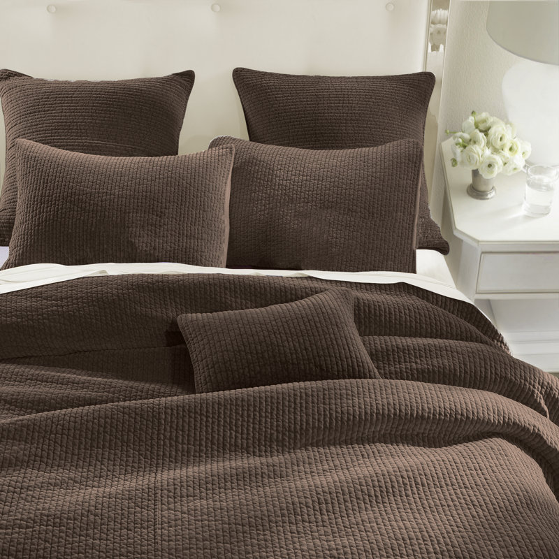Ensemble de courtepointe rustique en velours de coton Stonewashed, Courtepointe très grand et 2 très grandes taies 