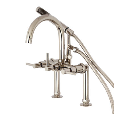 Kingston Brass Concord Three-Handle 2-Hole Deck Mount Clawfoot Tub Faucet with Hand Shower
