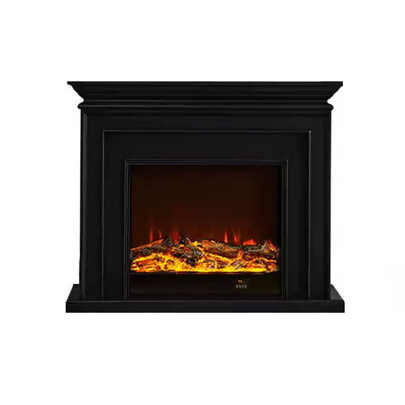 European-style electronic simulated flame decorative fireplace, Black, 35.43" H x 39.37" W x 12.99" D