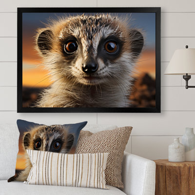Brown Peach Meercat Portrait - Animals Canvas Wall Art