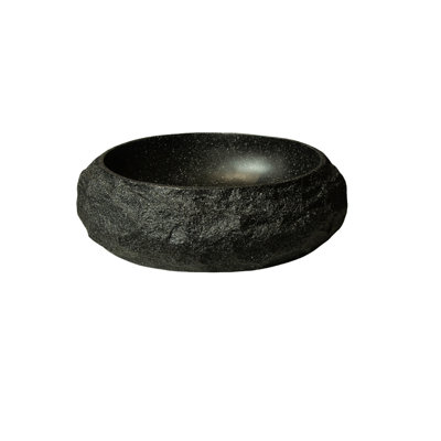 Lavabo de salle de bain 18 po, vasque irrégulière ovale en résine avec motif de pierre, lavabo de style artistique, sans robinet