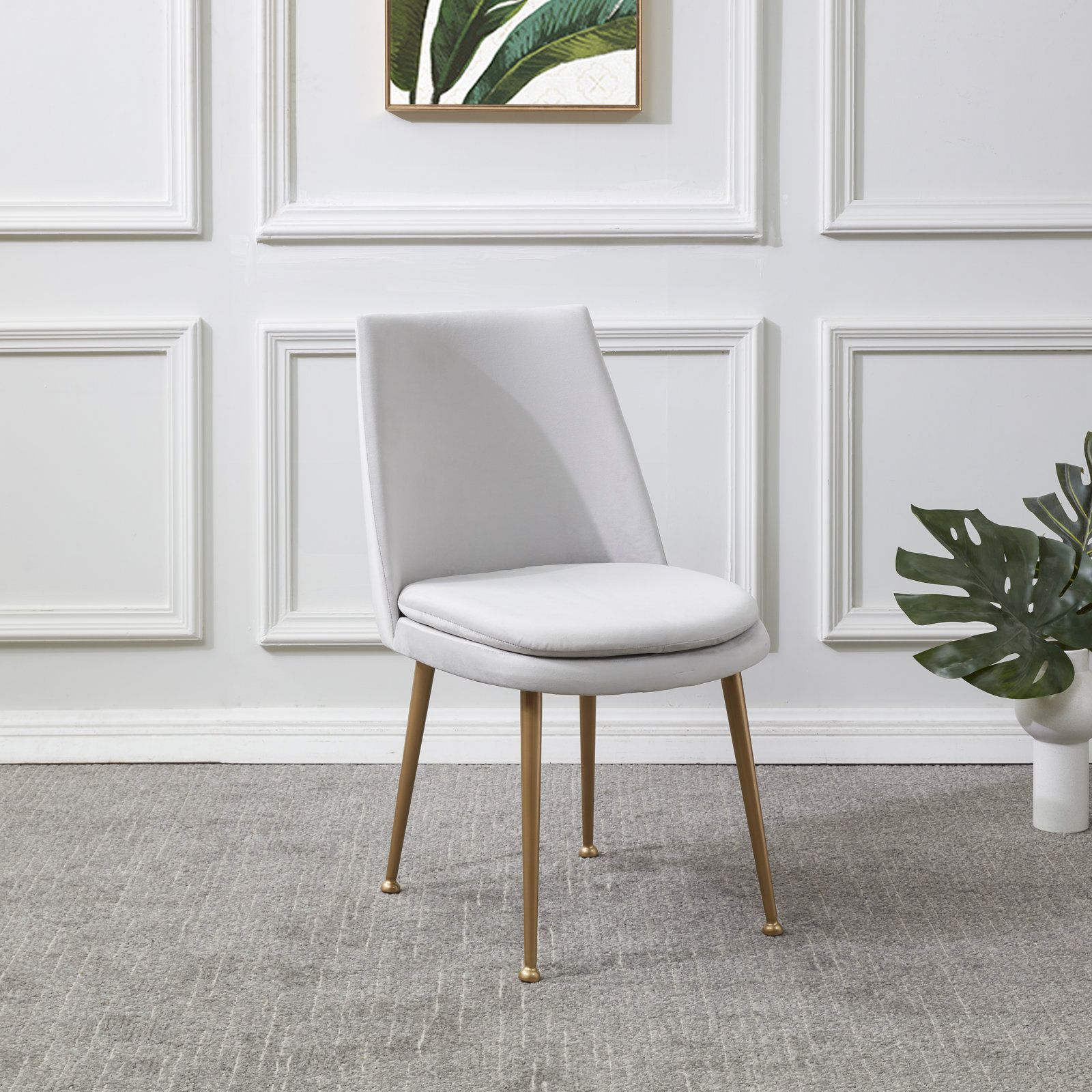 Siena Velvet Dining Chair, Light Gray