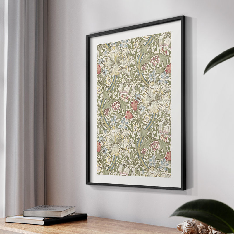 Vintage Floral Print CCCV -Framed Print, 14" H x 11" W, Black