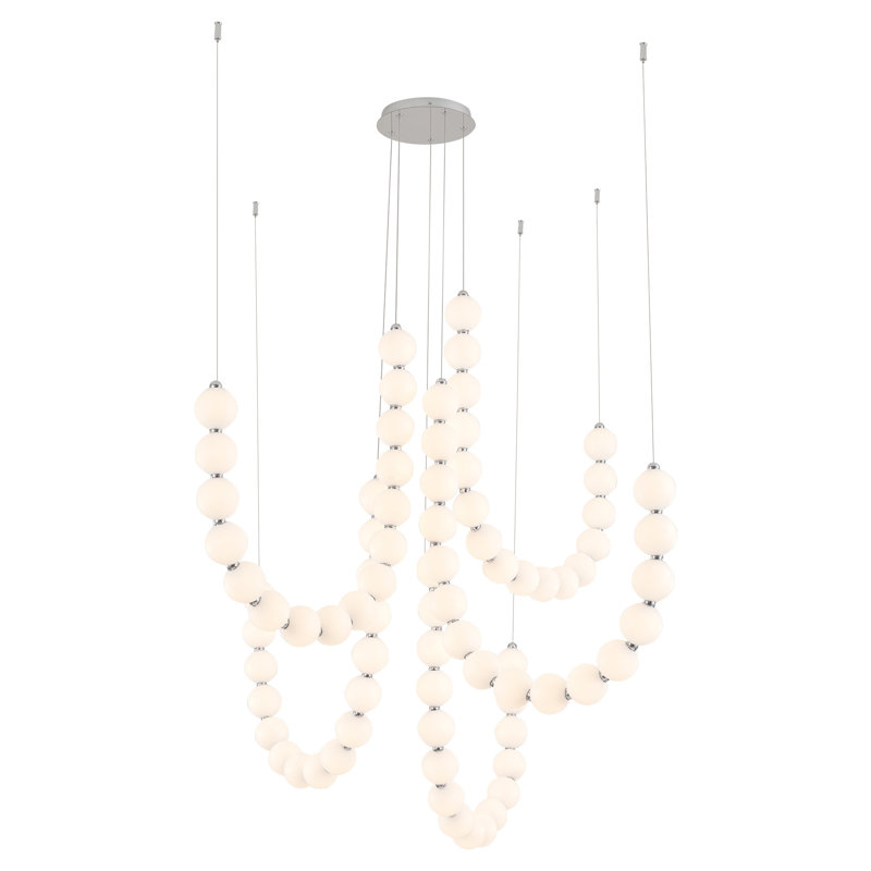 Akoya 80 Light Silver dimmable LED Chandelier, Chrome-RT, 5 Head Chandelier