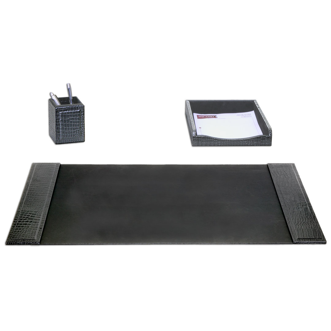 Crocodile Embossed 3 Piece Desk Set Dacasso 