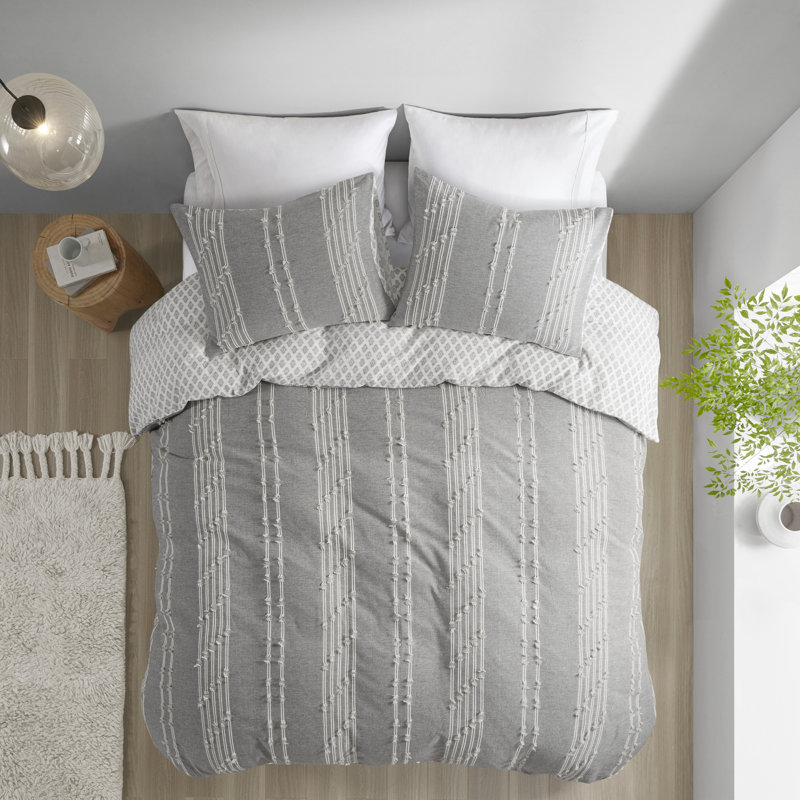 3 Piece Cotton Jacquard Bedding Set, King/Cal King Comforter + 2 King Shams, Blush