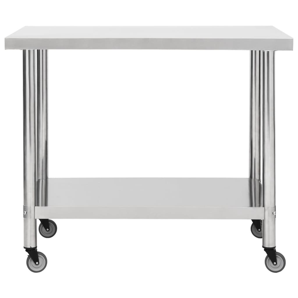 Ebern Designs Kitchen Work Table Hotel Prep Work Table with Wheels