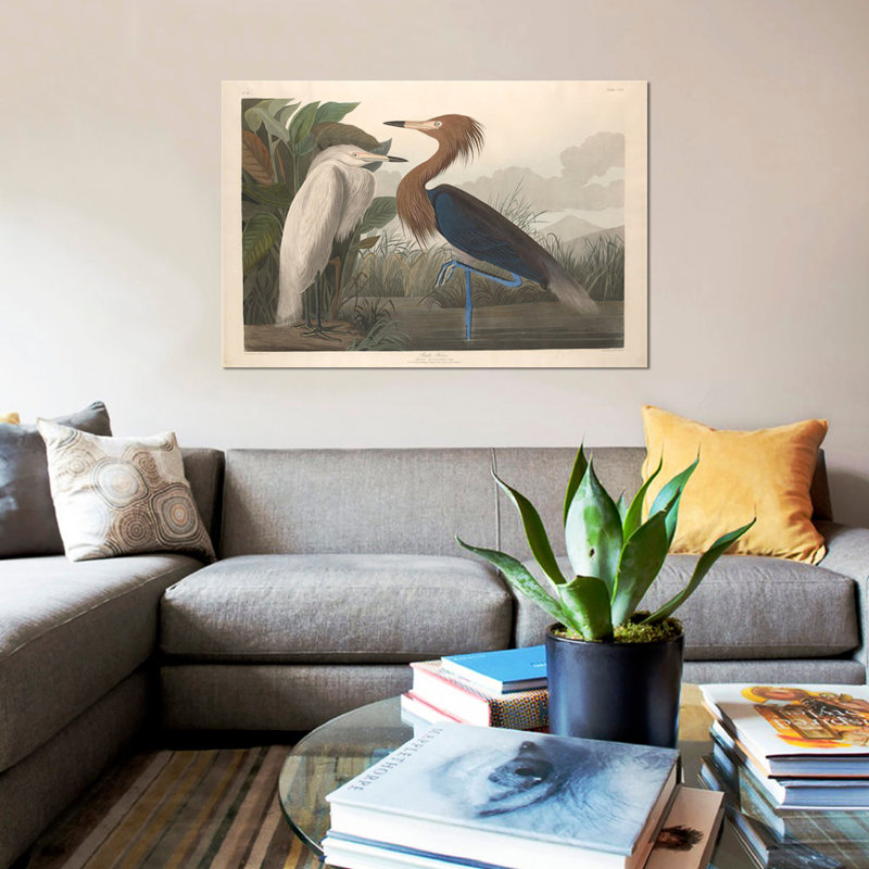 « héron », impression sur toile, H 8 po x l 12 po x P 0,75 po, Pas de tapis, Toile tendue